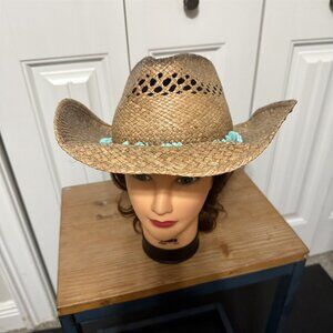 Run A Muck Bullhide Cowboy Western Hat Straw Cowgirl Faux Turquoise Band